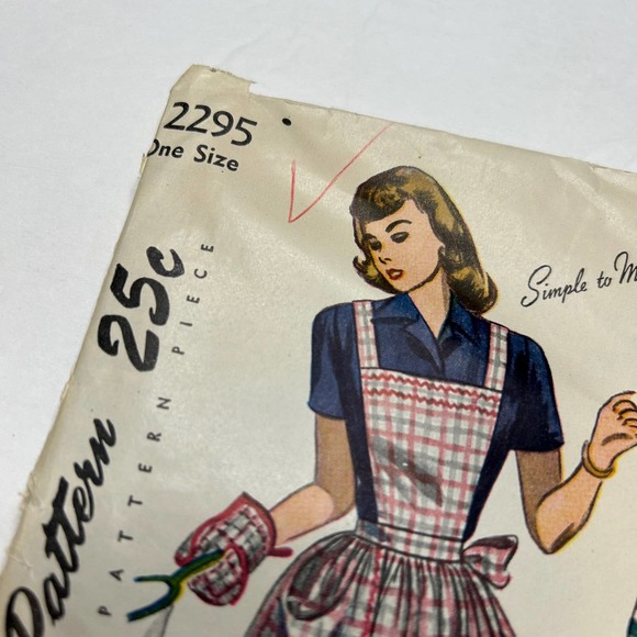 Simplicity Vintage 1950's Pattern #2295 Women's Aprons One Size - Picture 2 of 7